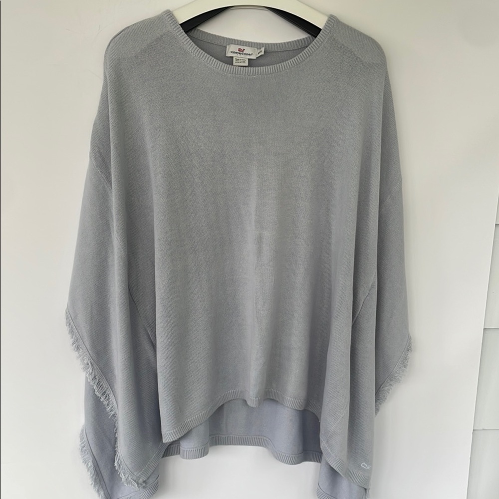 Vineyard Vines Women’s Oversized Fringe Poncho Sweater Cotton Pull Over XS / S - Picture 4 of 17